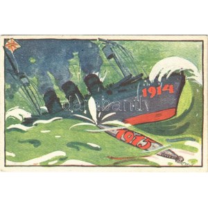 1914-1915 Első világháborús haditengerészeti propaganda lap. Magyar Földrajzi Intézet Rt. kiadása / K.u.K...