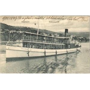 1905 Abbazia, Opatija; VOLOSCA egycsavaros tengeri személyszállító gőzhajó (Salondampfer) / Hungarian single screw sea...