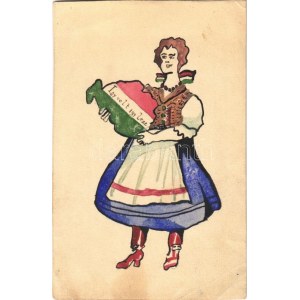 1922 Így volt, így lesz. Kézzel rajzolt irredenta művészlap / Hungarian hand-drawn irredenta art (non PC) (EK...