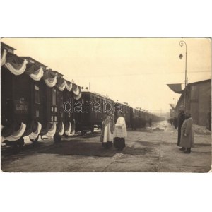 1914 Fahrt von Rosenberg i. O/Schl. nach Caslau in Böhmen / Első világháborús katonai vonat a lengyel Olesno...