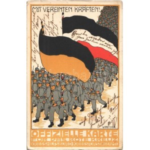 Mit Vereintem Kräften! Offizielle Karte für das Rote Kreuz Kriegshilfsbüro, Kriegsfürsorgeamt ...