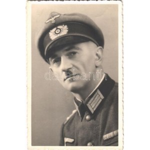 1941 Rudolf Kratochwill második világháborús német SS tiszt portréja hátoldalon gyászjelentéssel ...