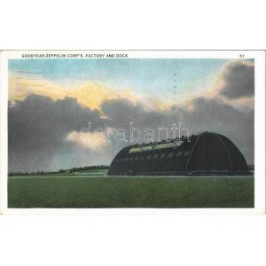 1933 Akron (Ohio), Goodyear Zeppelin Corp's Factory and Dock, airship hangar / léghajó-hangár