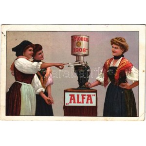 1909 Alfa Laval tejszeparátor reklámlapja / Modell 1908. Alfa Laval milk separator machine advertising card (EK...