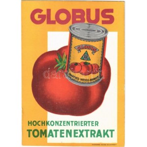 Globus konzervek német nyelvű reklámlapja. Manfred Weiss, Budapest / Hungarian canned foods advertisement in German...