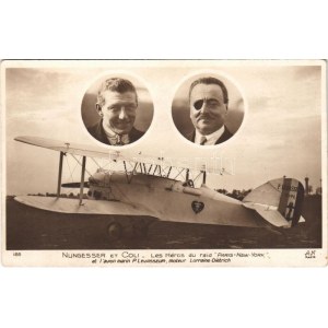 Nungesser et Coli - Les Héros du raid Paris-New York, et l'avion marin P. Levasseur, moteur Lorraine Dietrich / L...