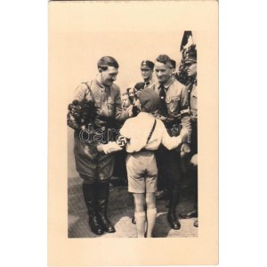 Adolf Hitler with members of the Hitlerjugend. WWII NS (Nazi) propaganda. Nr. 122. Verlag Hans Andres (fl...