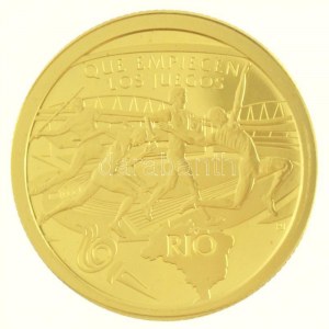 Paraguay 2015. 1000G Au Nyári Olimpia - Rio de Janerio 2016 (3,37g/0.900) C:PP Paraguay 2015. 1000 Guaraníes Au ...