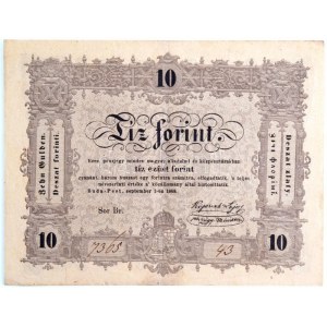 1848. 10Ft Kossuth bankó hátlapi szövegben ...tizenöt... egy ponttal T...