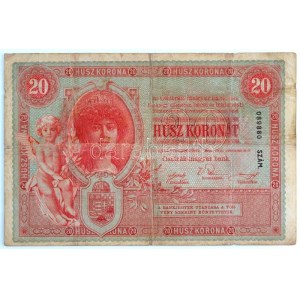 1900. 20K 1762 089880 T:III,III- helyenként kifakult, apró ly. / Hungary 1900. 20 Corona 1762 089880 C:F...