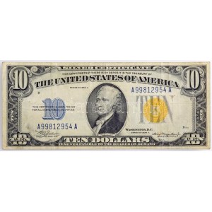 Amerikai Egyesült Államok 1934-1945. (1934A) 10$ Silver Certificate - kisméretű, sárga pecsét, ...