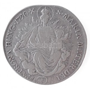 1790A 1/2 Tallér Ag II. Lipót (13,84g) T:2- fülnyom? /  Hungary 1790A 1/2 Thaler Ag Leopold II (13,84g) C...