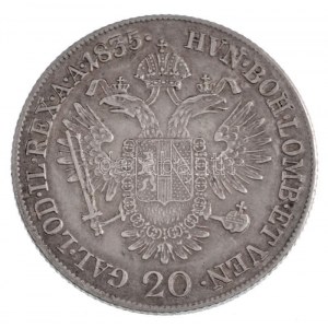 1835E 20kr Ag I. Ferenc Gyulafehérvár (6,64g) T:2 / Hungary 1835E 20 Kreuzer Ag Franz I Alba Iulia (6,64g) C...