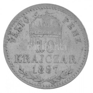 1887KB 10kr Ag I-K-A-CS,VP Körmöcbánya (1,59g) T:2- Hungary 1887KB 10 Krajcár Ag I-K-A-CS,VP Kremnitz (1,59g) C...