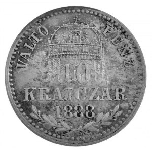 1888KB 10kr Ag I-K-A-CS,VP Körmöcbánya (1,66g) T:1,1- patina, kis lapkahiba / Hungary 1888KB 10 Krajcár Ag I-K-A-CS...