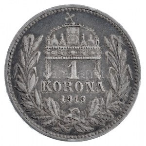 1913KB 1K Ag Ferenc József Körmöcbánya (5,04g) T:2- patina, karc / Hungary 1913KB 1 Korona Ag Franz Joseph...