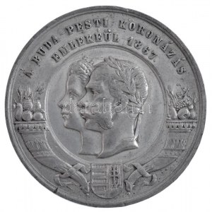 1867. A Buda-Pesti Koronázás Emlékeül 1867 Sn koronázási emlékérem. Szign.: W.S. (15,29g/37,5mm) T:2- ph. ...
