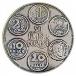 1996. 50 éves a forint 3db-os emlékérem szett eredeti, kék bársony bélésű dísztokban, sorszámozott tanúsítvánnyal: ...