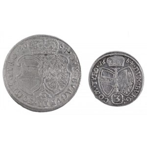 Ausztria 1664. 3kr Ag (1,44g) + 15kr Ag Zsigmond Ferenc főherceg Hall (6,42g) T:1-,2 karc / Austria 1664...