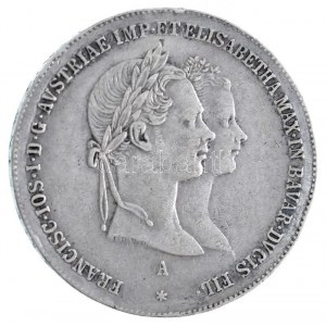 Ausztria 1854A 1G Ag Ferenc József és Erzsébet házasságkötése Bécs (12,98g) T:2- ph., ü. / Austria 1854A 1 Gulden Ag ...