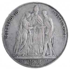 Ausztria 1854A 1G Ag Ferenc József és Erzsébet házasságkötése Bécs (12,98g) T:2- ph., ü. / Austria 1854A 1 Gulden Ag ...
