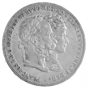 Ausztria 1879. 2G Ag I. Ferenc József és Erzsébet királynő / Ezüstlakodalom Bécs (24,65g) T:2,2- ph. / Austria 1879...