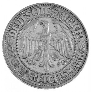 Németország / Weimari Köztársaság 1928D 5M Ag München (24,95g) T:2 /  Germany / Weimar Republic 1928D 5 Mark Ag Munich ...