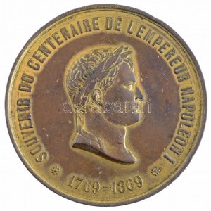 Franciaország 1869. I. Napóleon születésének centenáriuma aranyozott Br emlékérem (49,02g/51mm) T:2- ph....