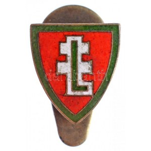 ~1940. Levente zománcozott rézötvözet gomblyukjelvény (16x14mm) T:2,2- kis zománchiba, patina / Hungary ~1940...