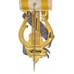~1900. Oravitzai Zenei Egyesület aranyozott fém kitűző szalagon (49x28mm) T:2 / ~1900. Musikverein Oravitza ...