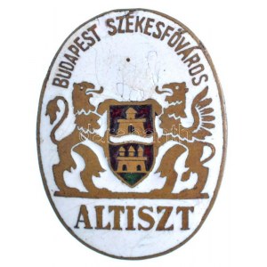 ~1920-1930. Budapest Székesfőváros - Altiszt zománcozott Br gomblyukjelvény (36x27mm) T:2 zománcsérülés, ph. ...