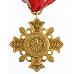 Ausztria 1888. Pro Ecclesia et Pontifice XIII. Leó pápa által alapított aranyozott kitüntetés mellszalagon, eredeti ...