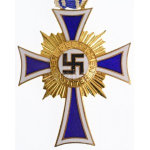 Német Harmadik Birodalom 1938. Német Anyasági Kereszt, arany fokozat zománcozott, aranyozott Br kitüntetés szalaggal...