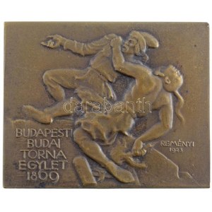 Reményi József (1887-1977) 1923. Budapesti Budai Torna Egylet 1869 Br sport díjplakett BERÁN BP (27,37g/49x61mm) T...