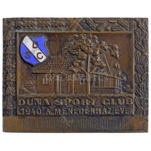 1940. Duna Sport Club - 1940 A menedékház éve - Műlesikló Bajnokság III. egyoldalas Br plakett zománcozott DSC...