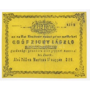 Alsó Pél 1849. 6kr gróf Zichy László Füredi féle hamisítványa T:II / Hungary / Alsó Pél (Dolný Pial) 1849. 6 Kreuzer ...