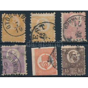 1871 5 db Kőnyomat + 1 Réznyomat, hibás, javított bélyegek / 6 repaired, faulty stamps