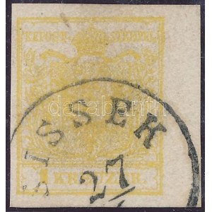 1850 1kr MP III krómsárga, jobb oldalon 4,5 mm-es ívszéllel / chrome yellow, with 4,5 mm margin on the right side...