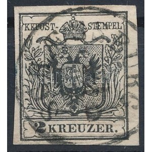 1850 2kr MP III b mélyfekete / deep black SCHAESSBURG Certificate: Steiner