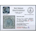 1850 9kr HP I világos szürkéskék, lemezhibával / light greyish blue, with plate flaw St:GOTTHARD Certificate...