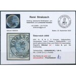 1850 9kr HP I világos szürkéskék, lemezhibával / light greyish blue, with plate flaw KOMÁRO(M) Certificate...