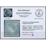 1851 Hírlapbélyeg világos szürkéskék Ib típus, bordázott papír / Newspaper stamp light greyish blue, type Ib...