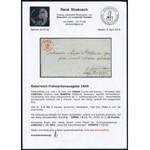 ca 1852 3kr HP III kárminpiros, levélen / carmine red, on cover TORNA - Rozsnyó. Certificate: Strakosch (ex Provera...