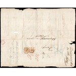 1856 Teljes számla helyi levélként feladva 2 x 1kr bérmentesítéssel / Complete invoice with 2 x 1kr franking ...