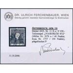 1858 3kr II. típus, fekete / black (V)AROSLÖD Certificate: Ferchenbauer