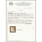 1858 10kr felezett bélyeg kivágáson / bisected, on cutting. POPRAD Signed and Certificate: Ferchenbauer ...