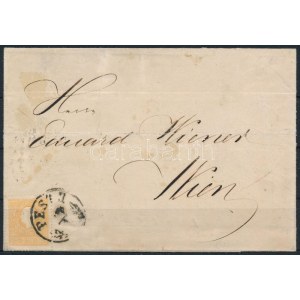 1858 2kr sötétnarancs, levélen / dark orange, on cover PESTH - Wien