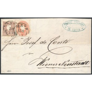 1861 1858 10kr + 1861 5kr vegyes bérmentesítés levélen / mixed franking on cover PESTH - W...