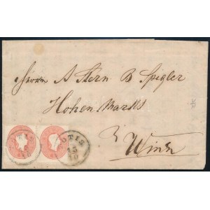 1862 2 x 5kr levélen / on cover TOTIS - Wien