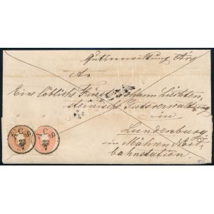 1863 5kr + 10kr levélen / on cover ÁCS - Lundenburg